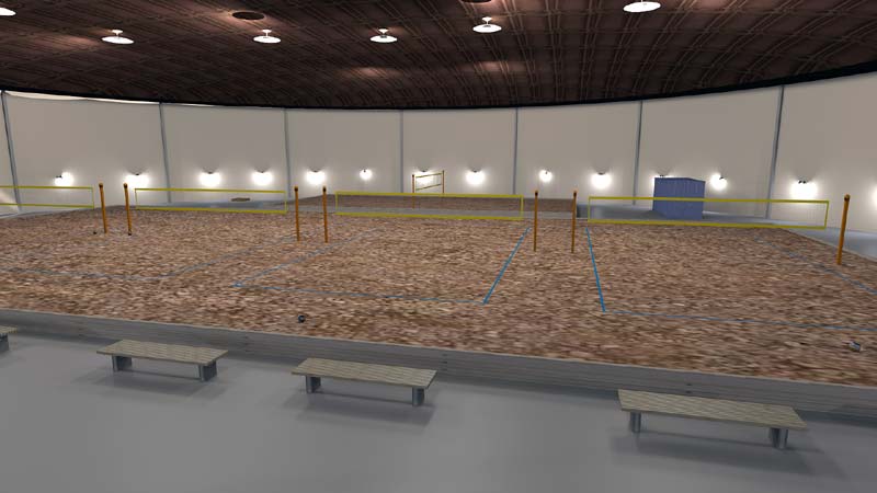 Fantasie over een indoor beachvolleyhal