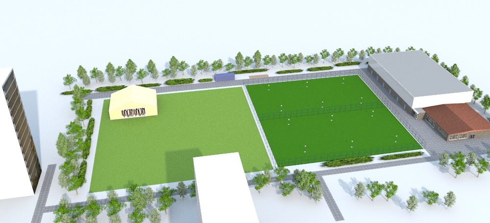 Beachtent op grasveld